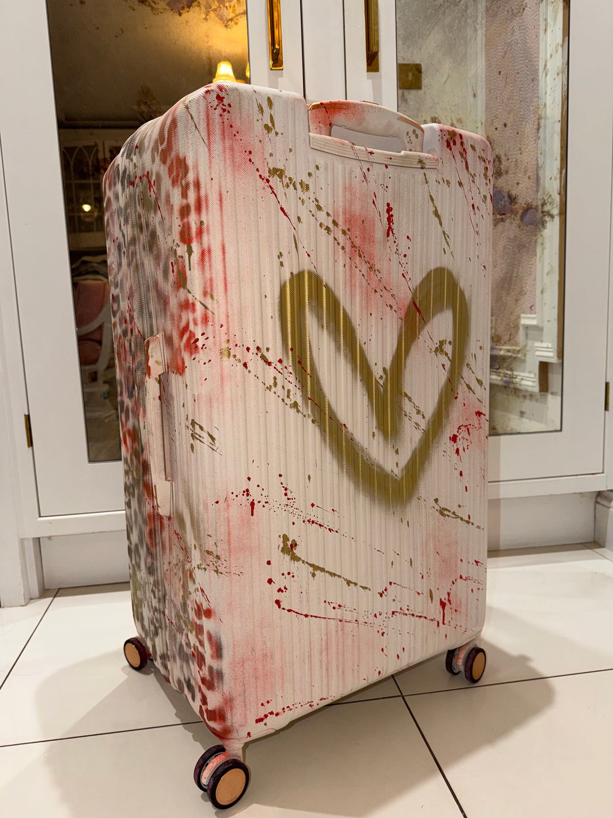 Medium spray painted suitcase 🐆✨