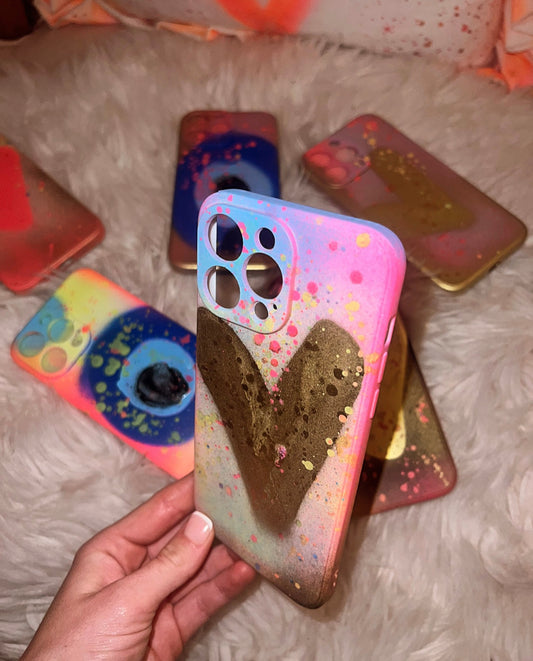 Spray painted Phone cases 💗💙💛💚✨