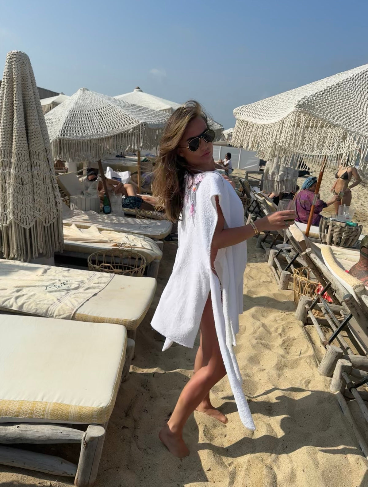 Towelling Bandanna Beaded Poncho π