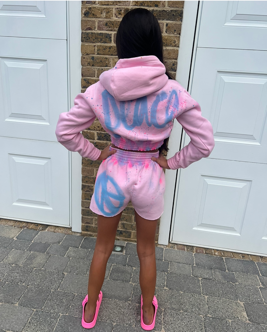 Baby pink cropped short set ๐