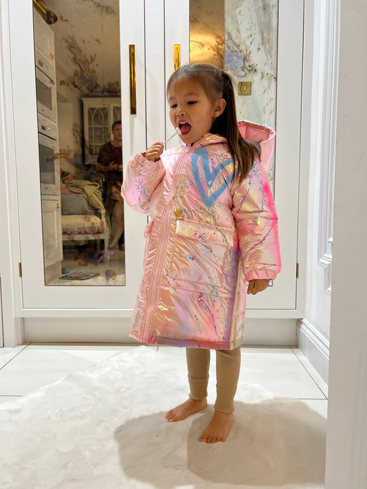 Baby pink childrenโs matallic coats ๐ฉท