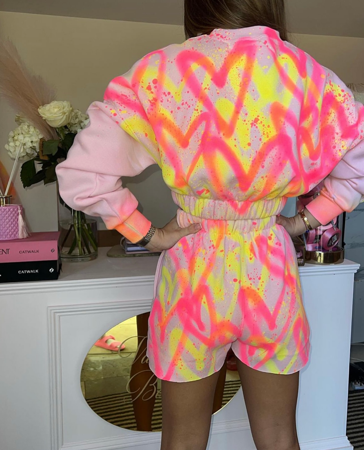 Pink short sets with hood