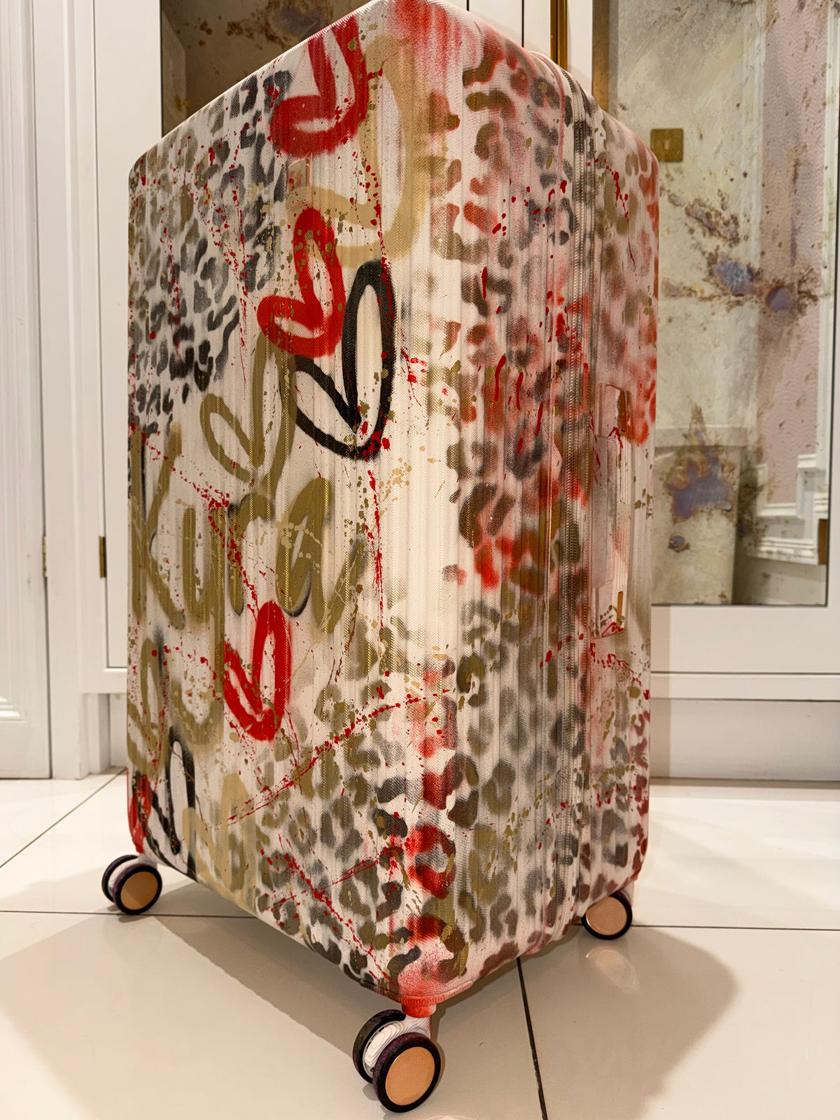 Medium spray painted suitcase 🐆✨