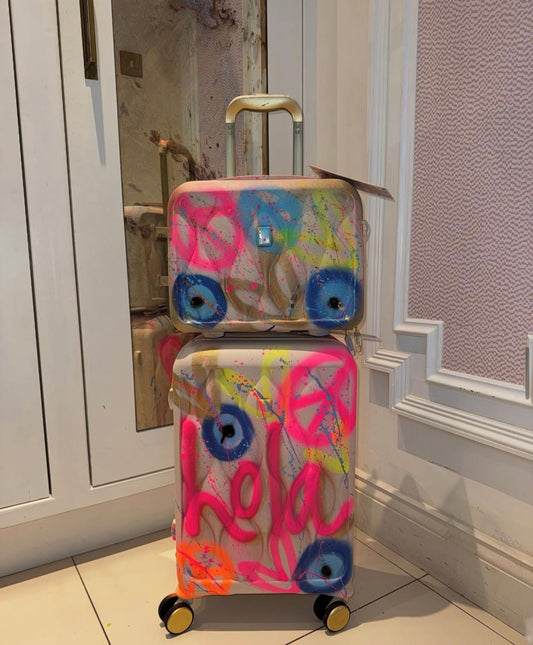 Spray painted hand luggage Suitcase 🩷