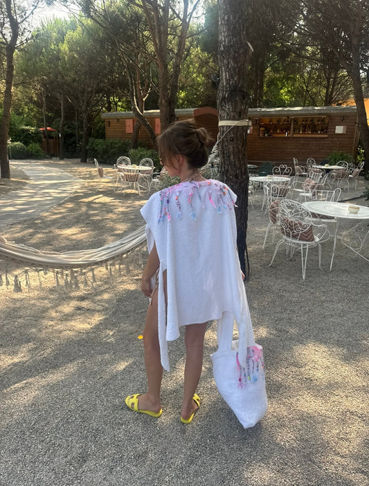 Towelling Bandanna Beaded Poncho 💗