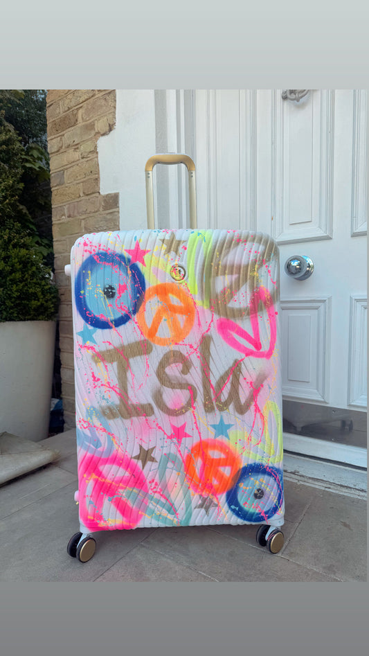 White Grafiti Large suitcases 🌈