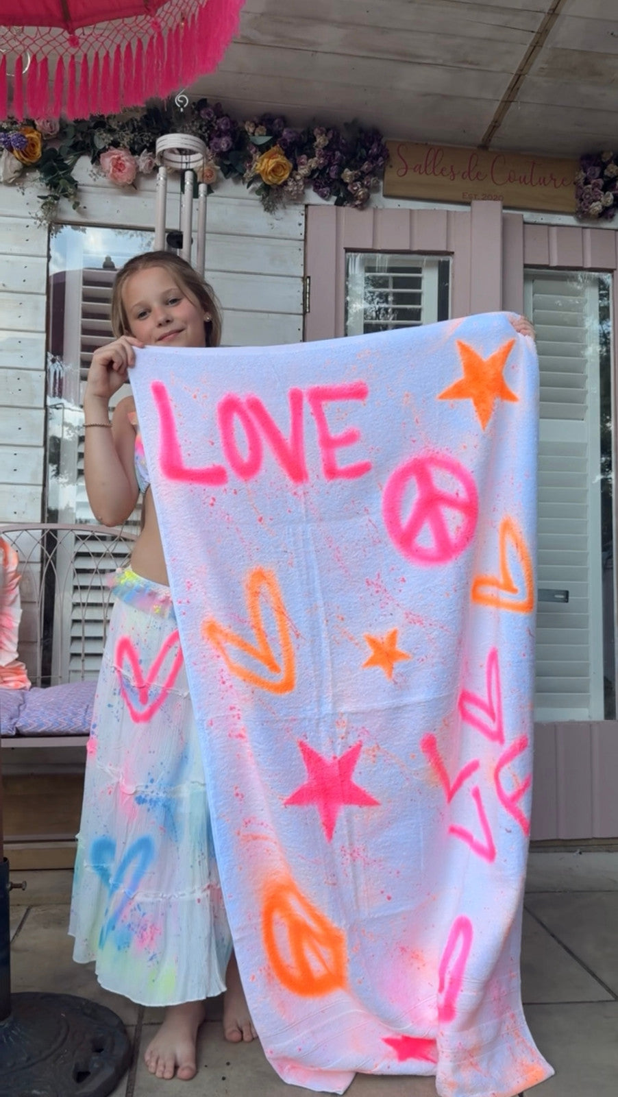 Spray painted Beach towel 😍