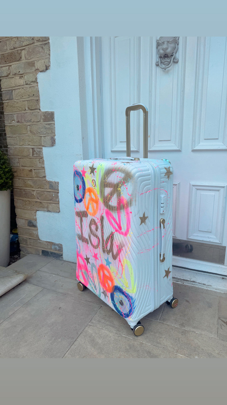 White Grafiti Large suitcases 🌈