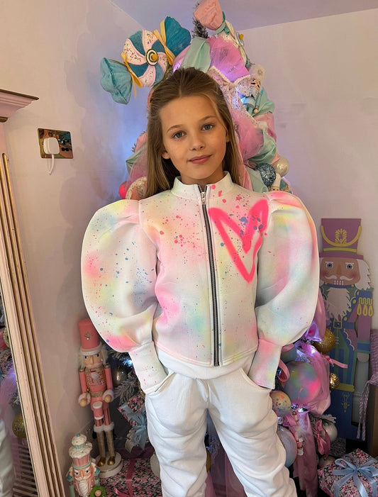 Children puff shoulder bomber jacket 💗