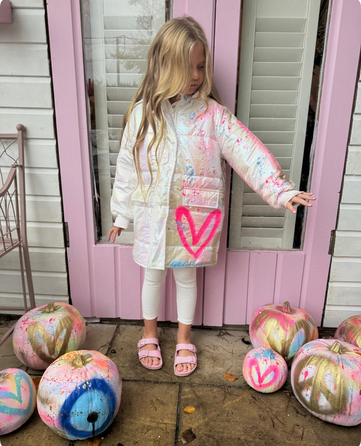 Children’s spray painted coat 🩷