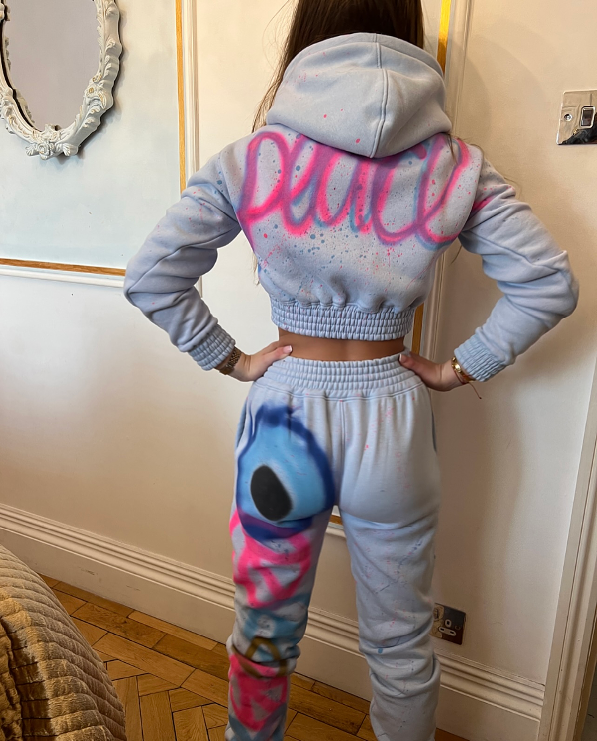 Baby blue cropped tracksuits 💘✌🏽😍