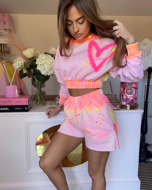 Pink short sets with hood