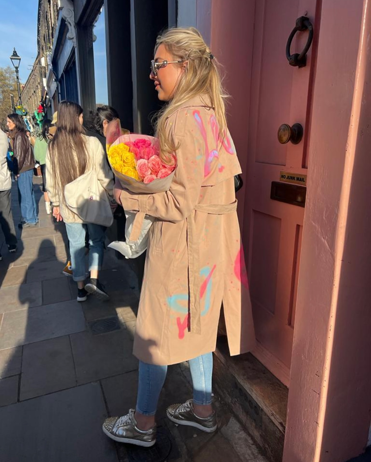 Tan trench coats