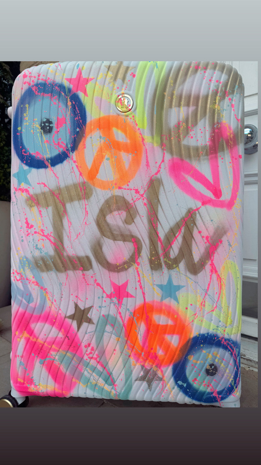 White Grafiti Large suitcases 🌈