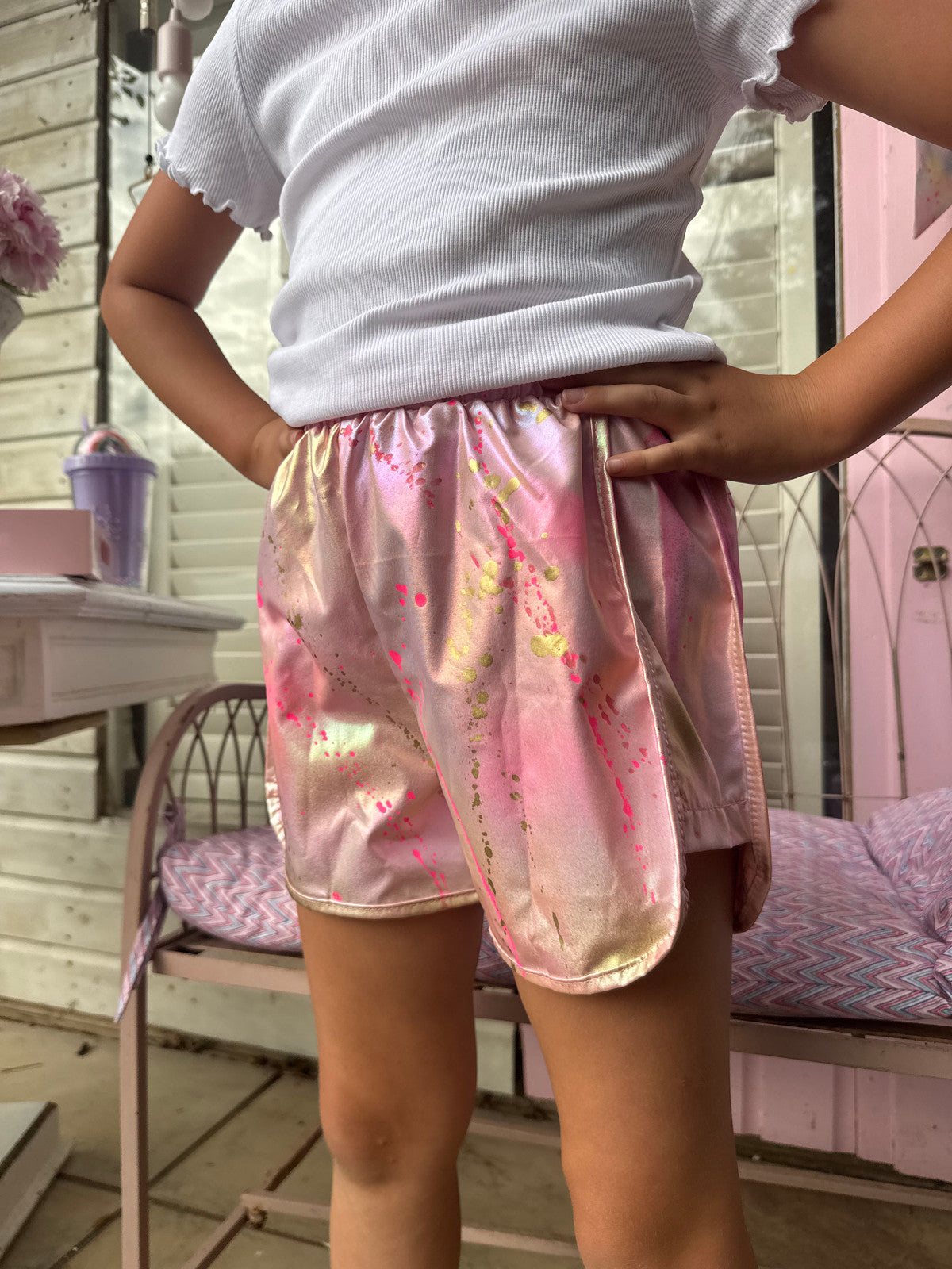 Children’s metallic Shorts 🩷✨