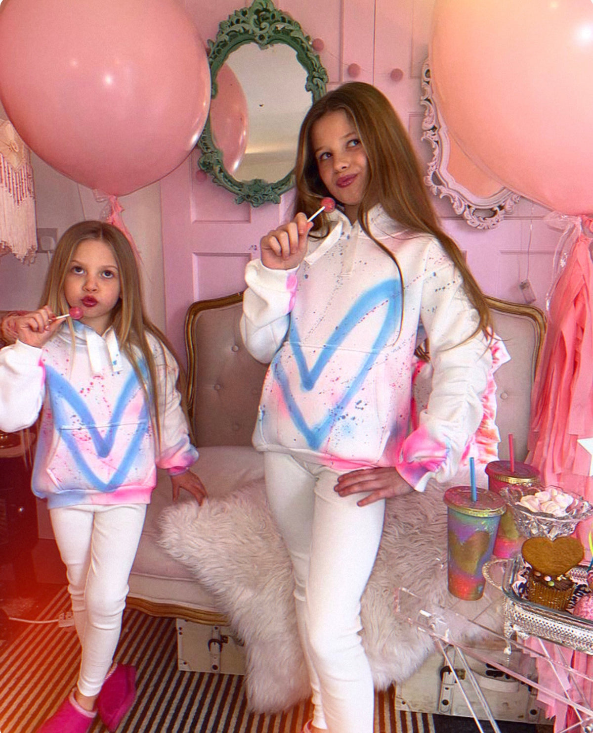 Children’s white ruched hoodie & leggings 💗✨