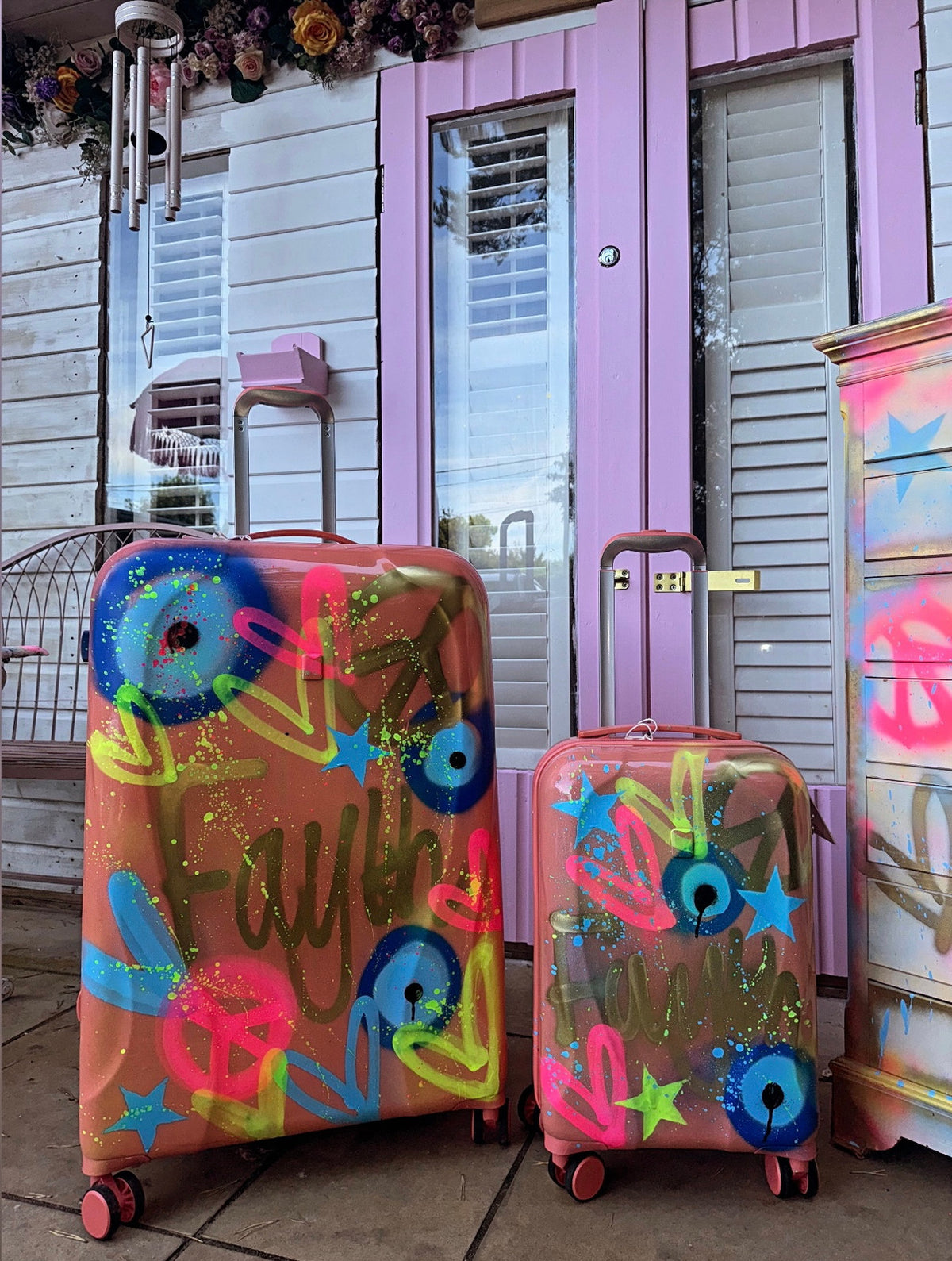 Hand luggage orange  spray painted Suitcase 🧡