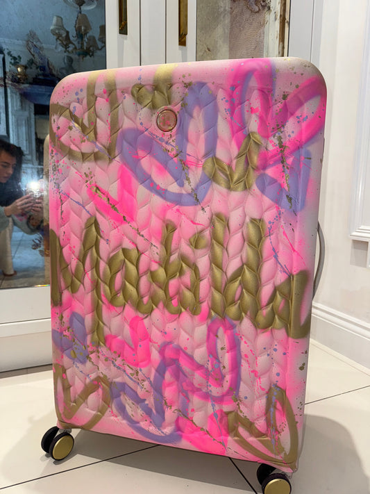 Large spray painted suitcase 💗💜💘