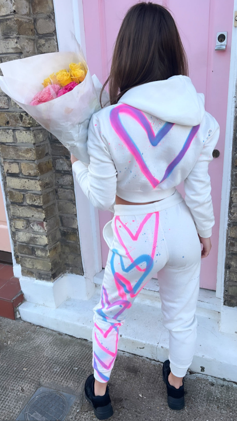 White cropped tracksuits 🤍✨🌈💘