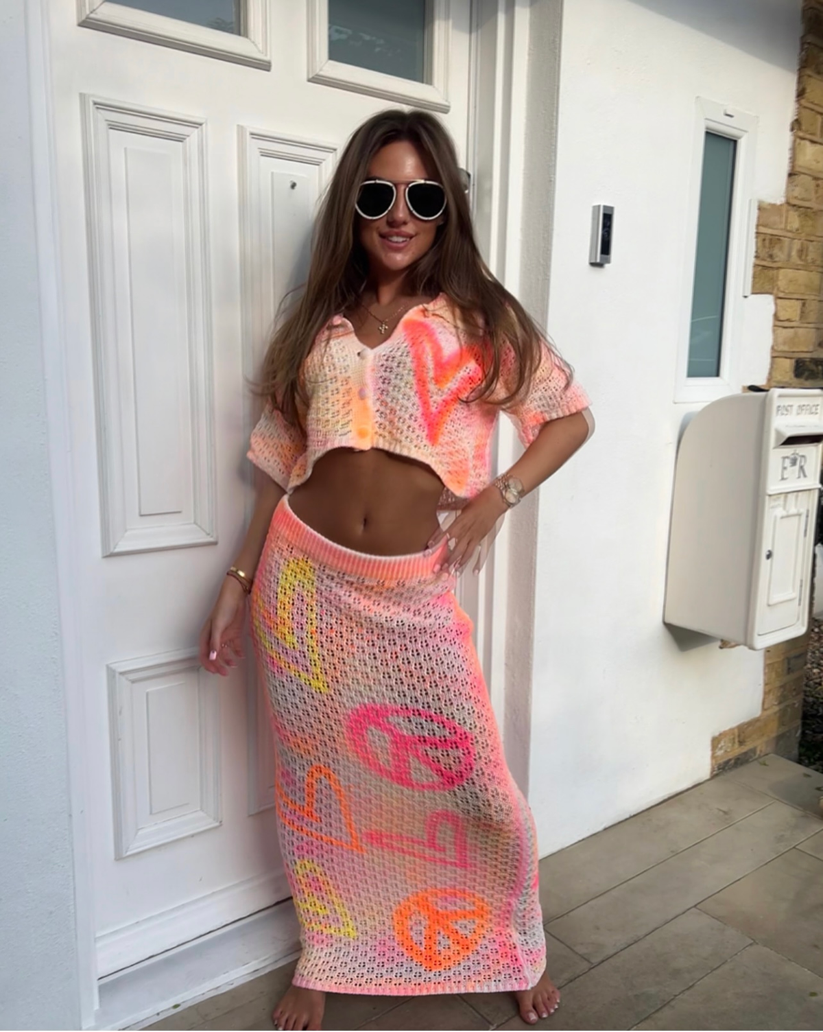 Cropped knitted two - piece set 😍💗