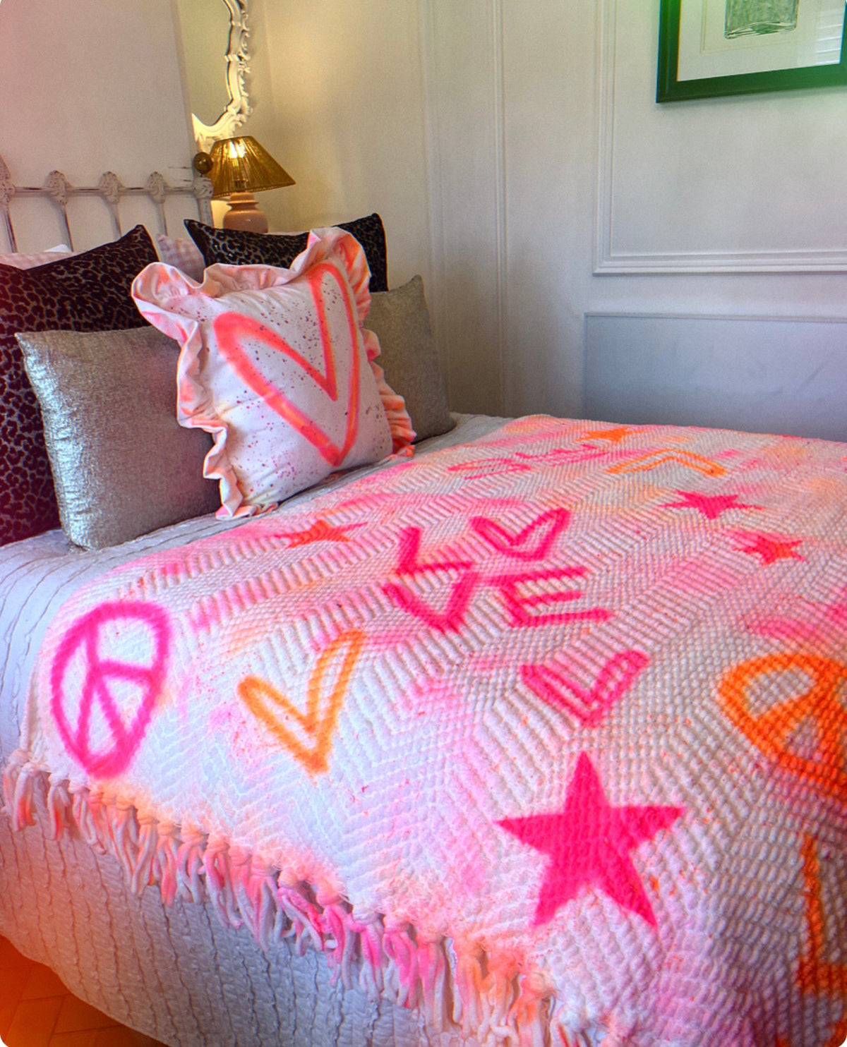 Spray painted Boho Throws 🩷