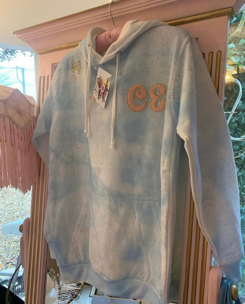 Women's Baby Blue Spray Me Love Hoodies