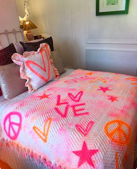 Spray painted Boho Throws 🩷