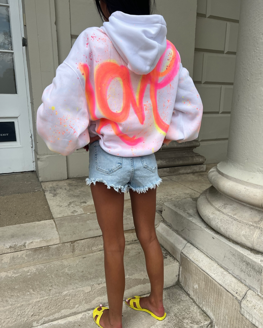 White oversized ruched hoodies 🧡✨💗