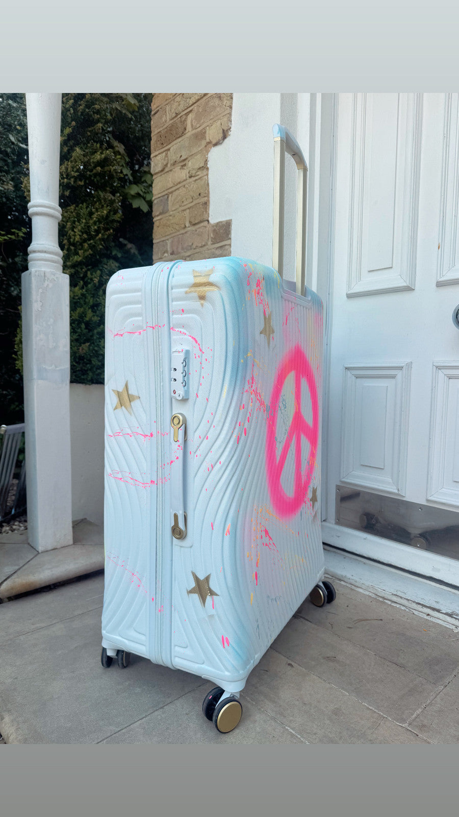 White Grafiti Large suitcases 🌈