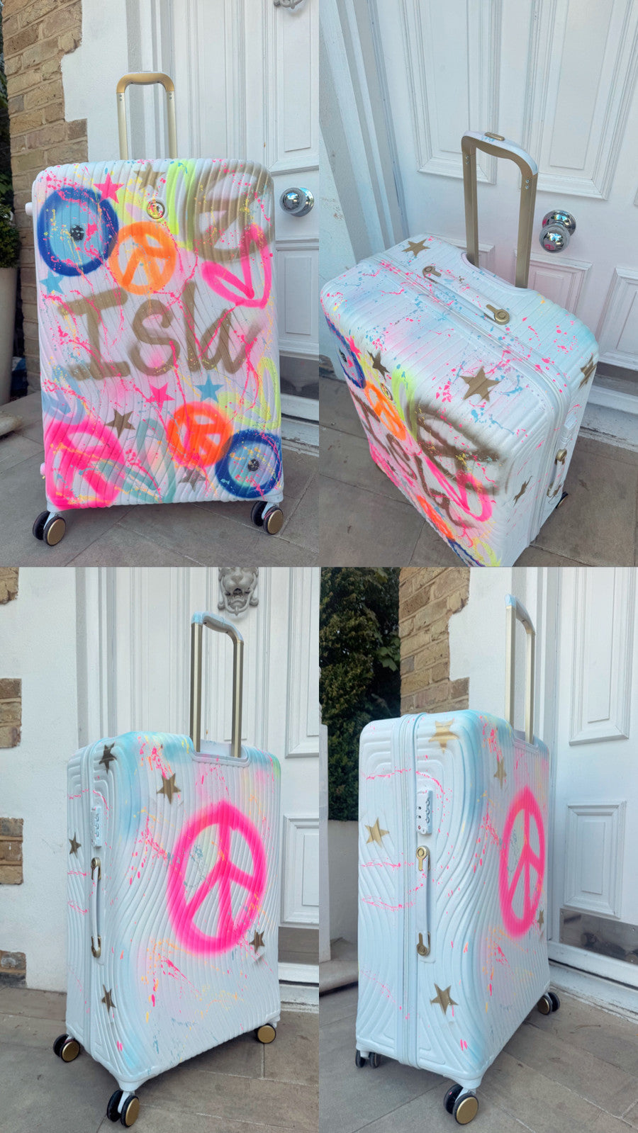 White Grafiti Large suitcases 🌈