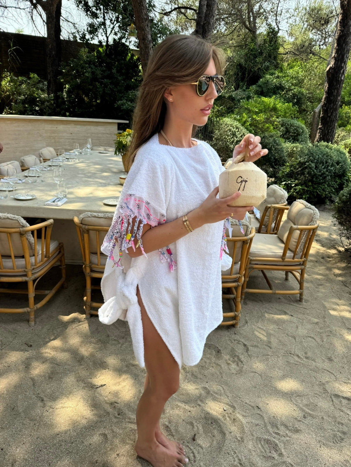 Towelling Bandanna Beaded Poncho