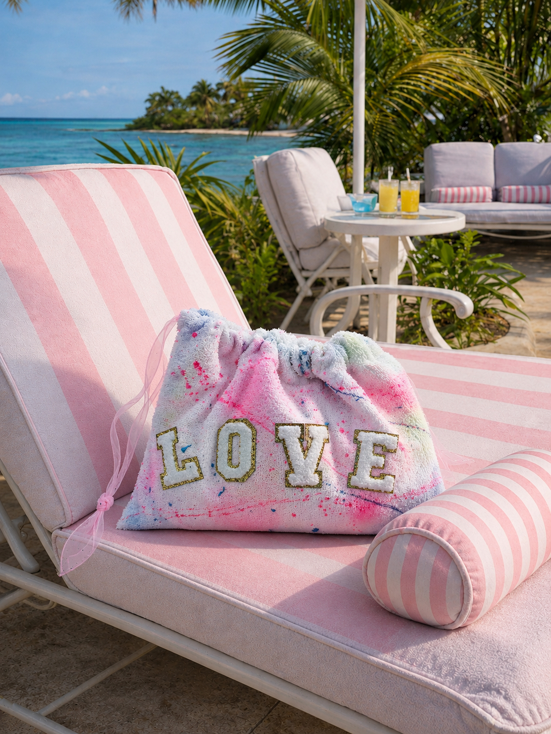 Medium - Towelling drawstring pouch 💗✨ - max of 6 letters