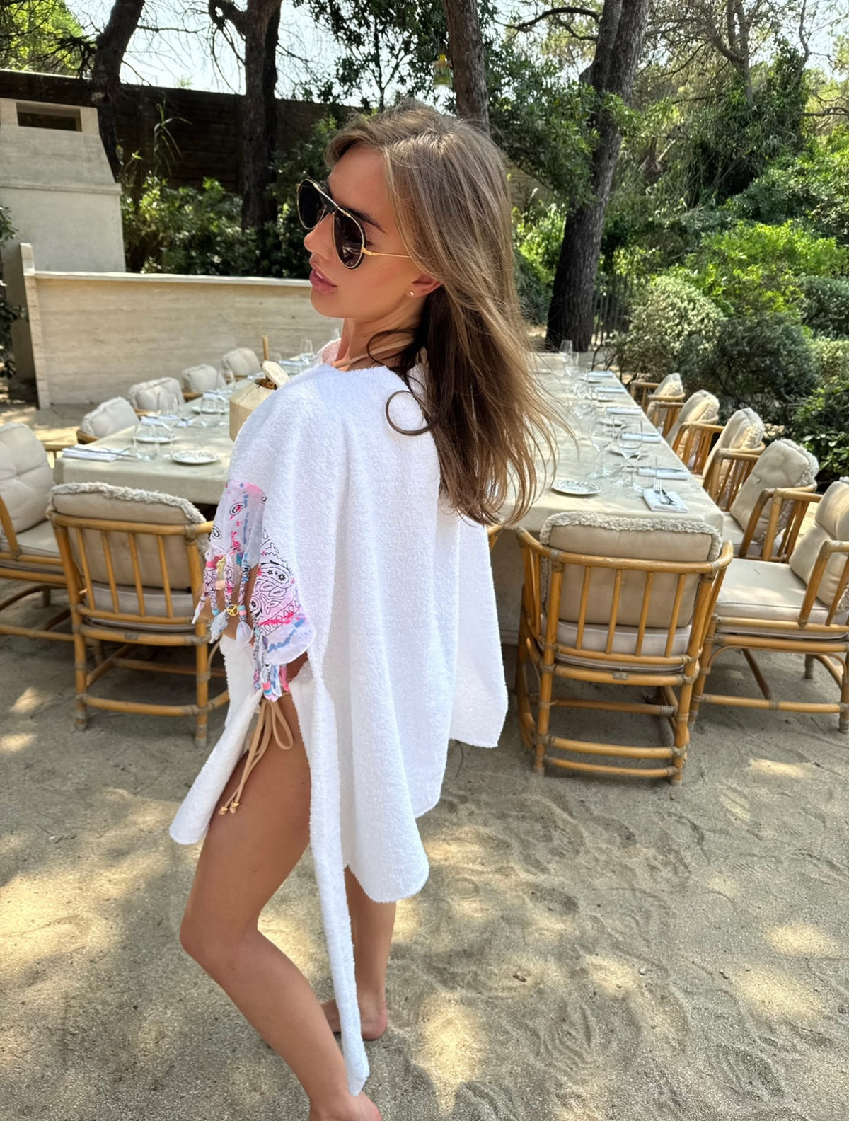Towelling Bandanna Beaded Poncho