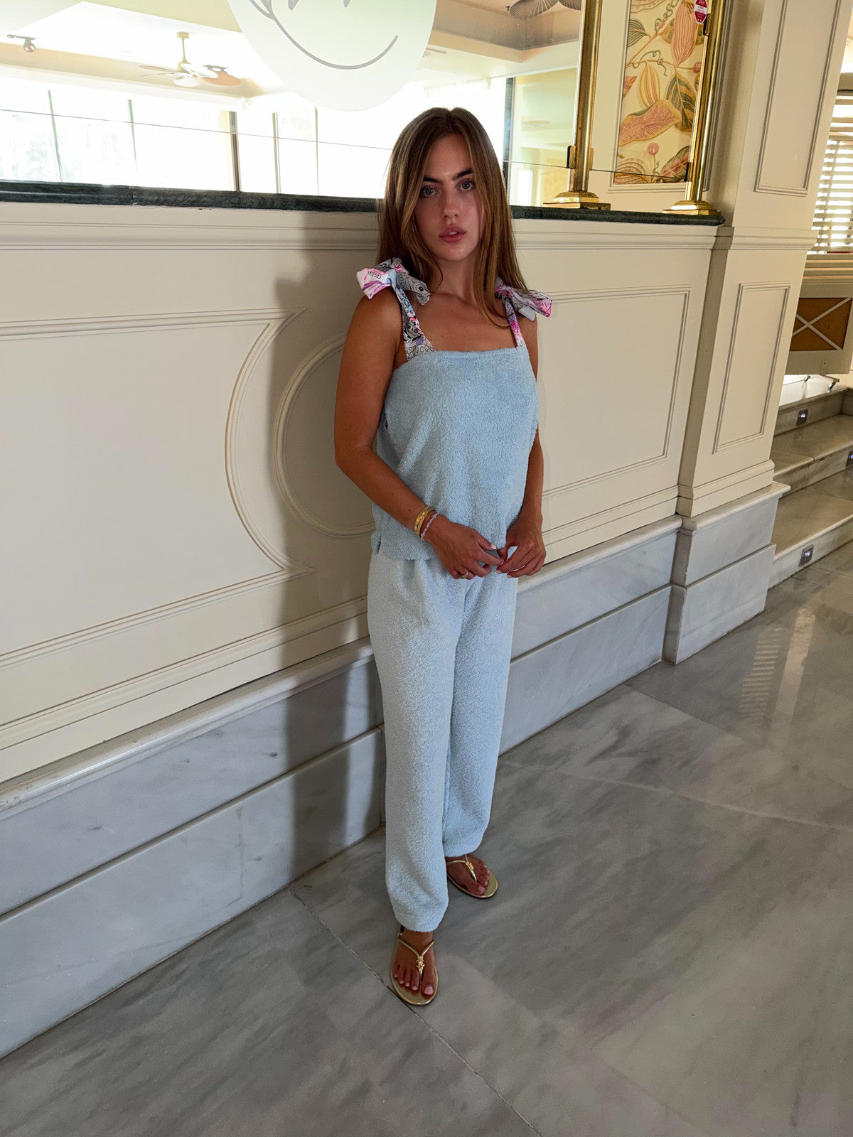 Towelling Bandanna tie up trouser set ♥️✨