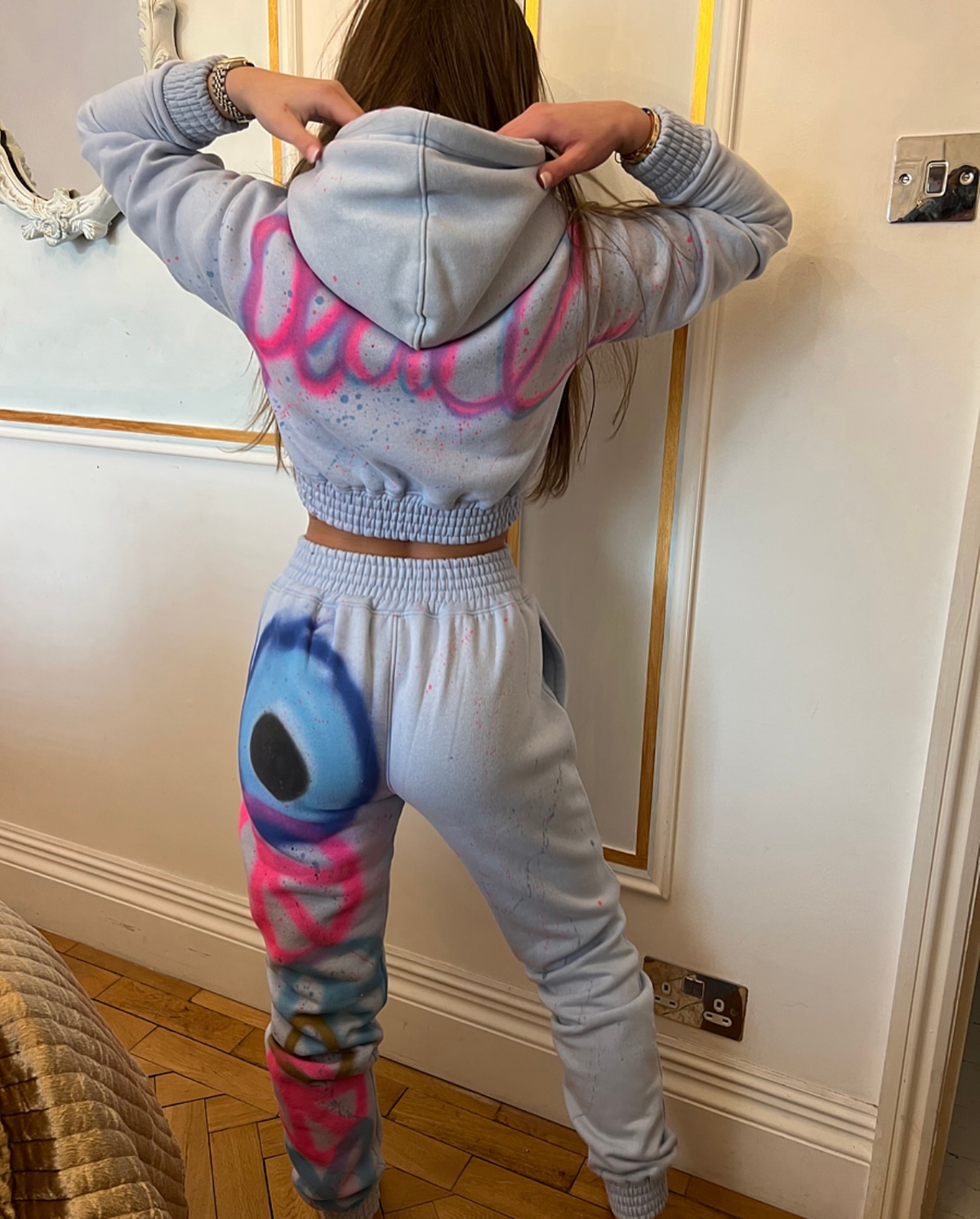 Baby blue cropped tracksuits 💘✌🏽😍