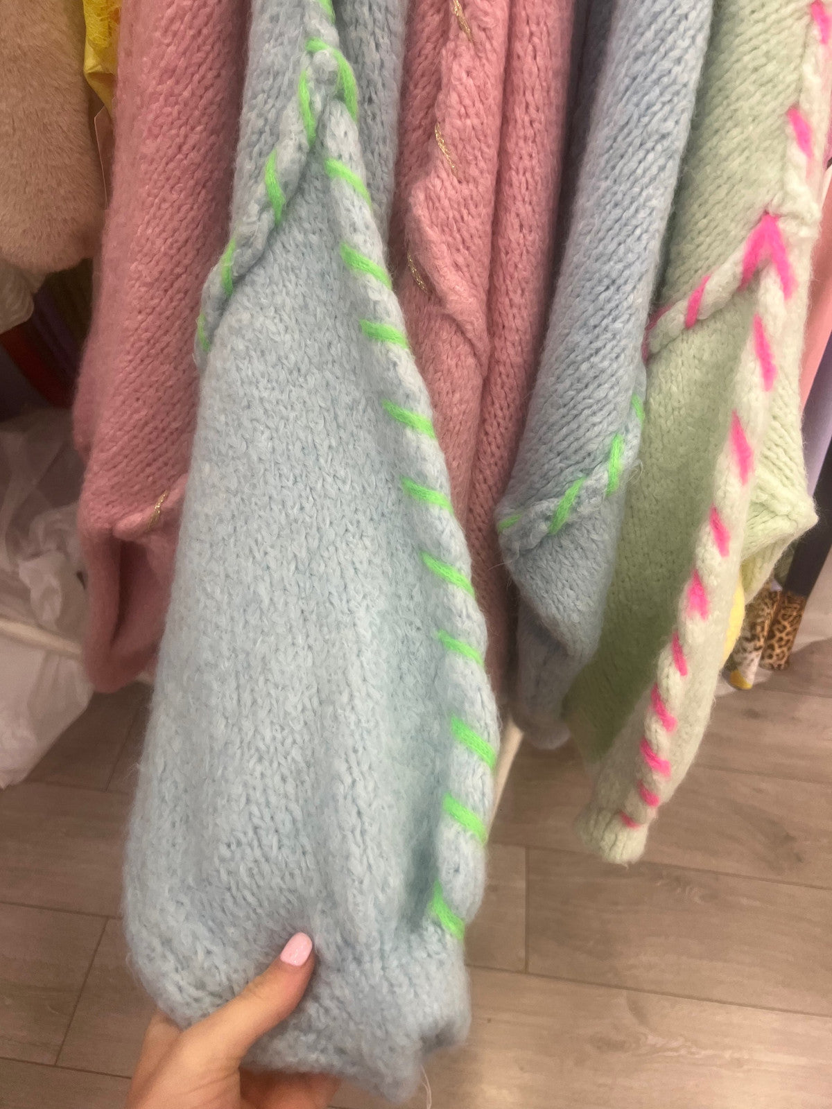 Blue knitted jumpers