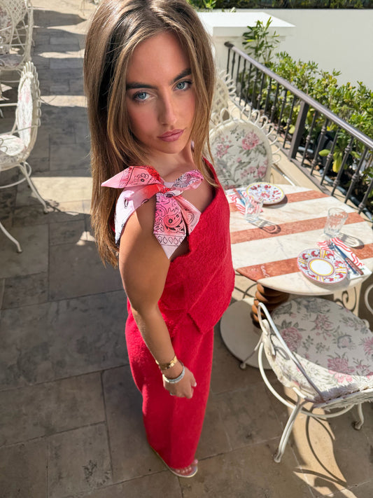 Towelling Bandanna tie up trouser set ♥️✨