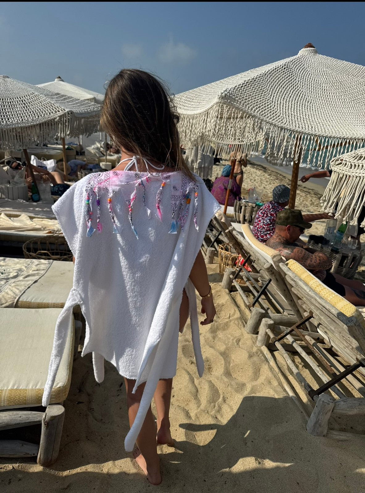 Towelling Bandanna Beaded Poncho 💗