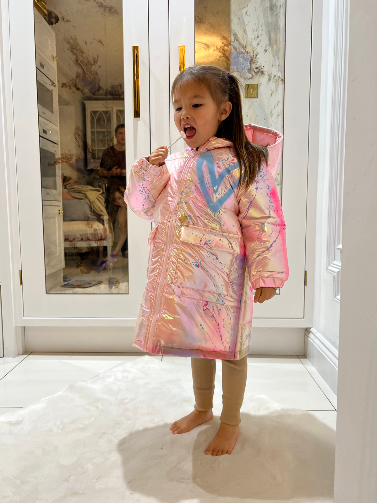 Baby pink children’s matallic coats 🩷