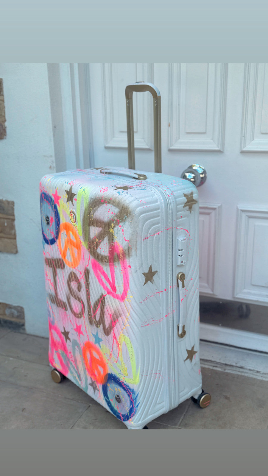 White Grafiti Large suitcases 🌈
