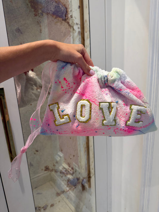 Medium - Towelling drawstring pouch 💗✨ - max of 6 letters