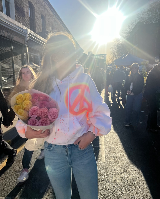 White ruched hoodies ☮️💓