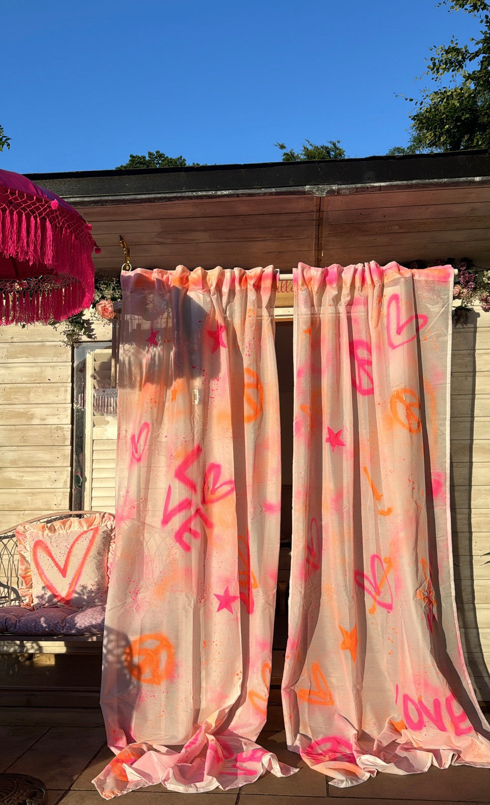 🩷💘✨ Spray painted curtains