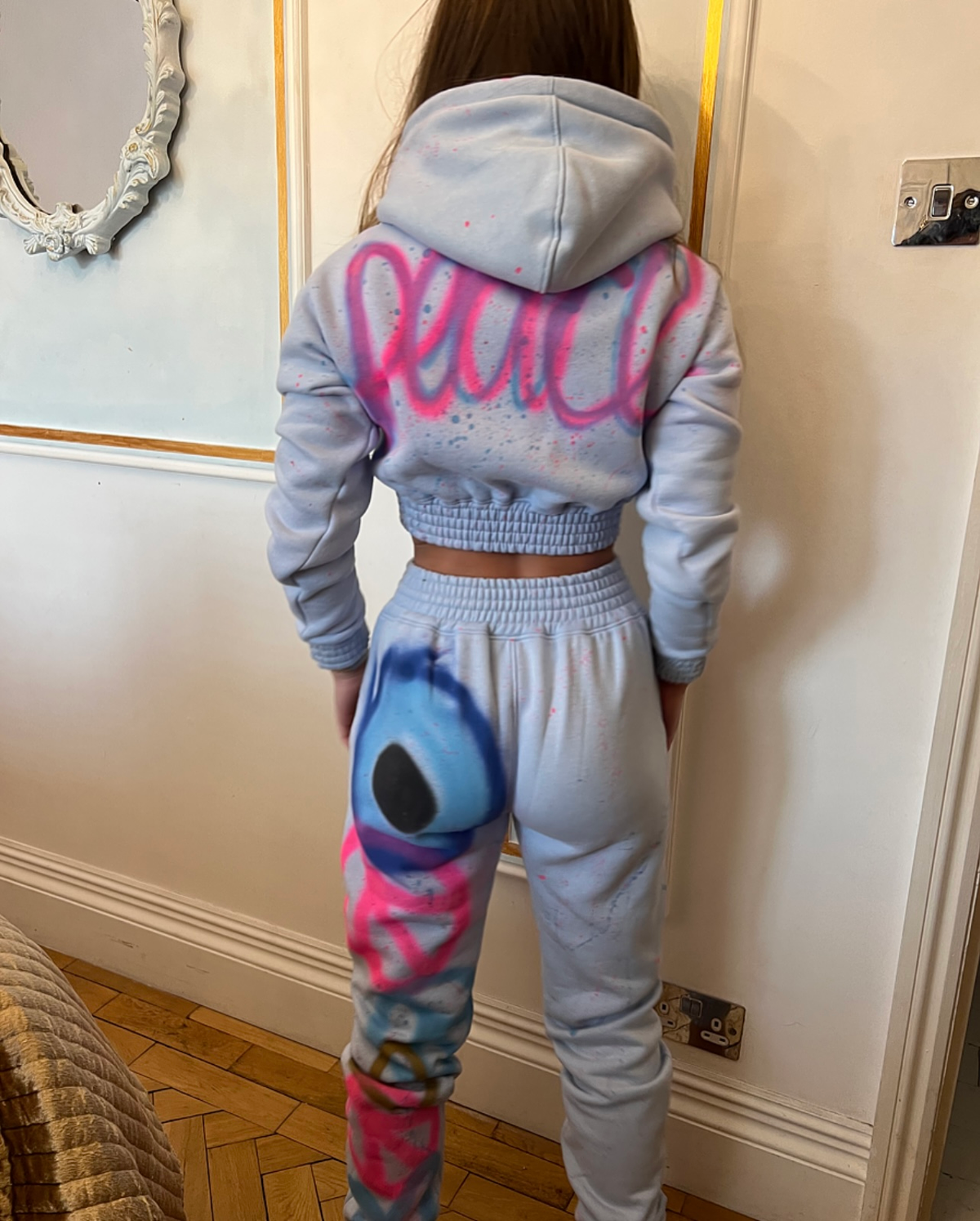 Baby blue cropped tracksuits 💘✌🏽😍