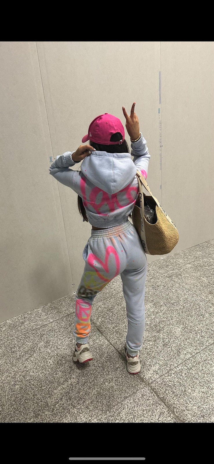 Baby blue cropped tracksuits ✌🏽💗