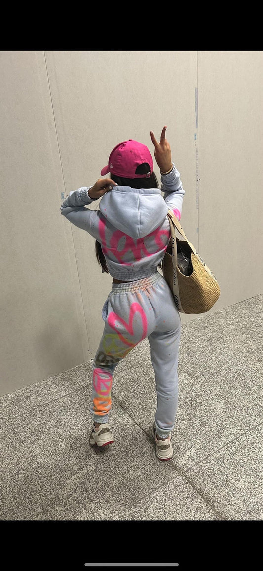 Baby blue cropped tracksuits ✌🏽💗