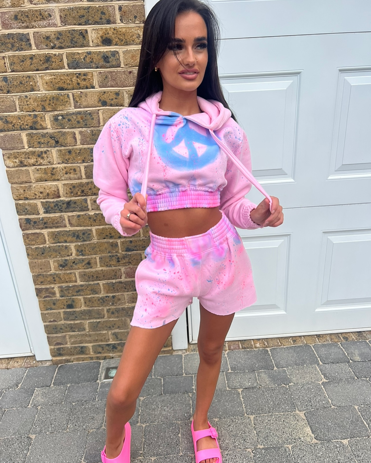 Baby pink cropped short set 💘