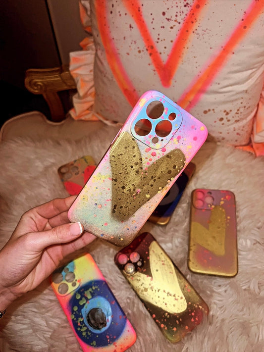 Spray painted Phone cases 💗💙💛💚✨