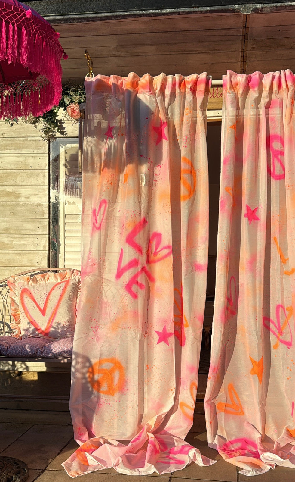 🩷💘✨ Spray painted curtains